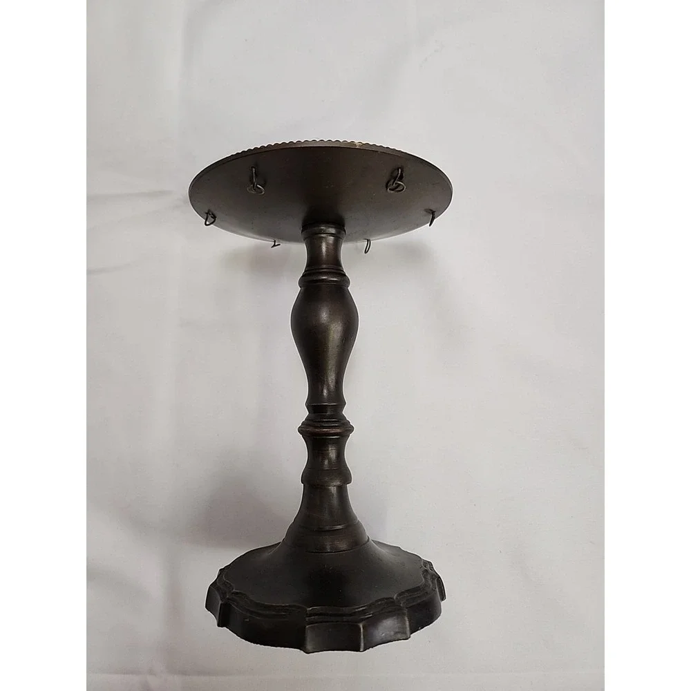 VTG Candle Holder Drip Protector ~ 6.5'~ Made in India ~Gothic Flower Style Base